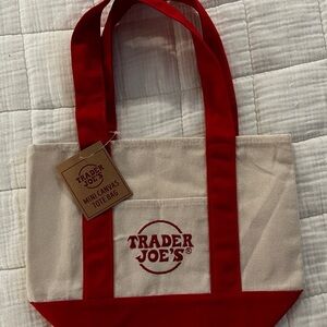 Trader Joe's Mini Canvas Tote Bag.- Red